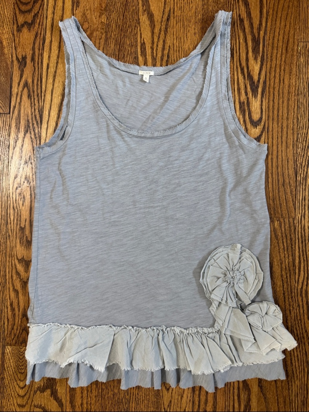 2010 J. Crew Grey Rosette 100% Cotton Tank SZ S